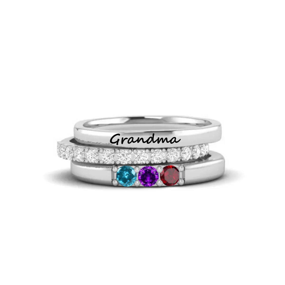 Personalized Family Birthstones Ring - Gift For Grandma/Mom