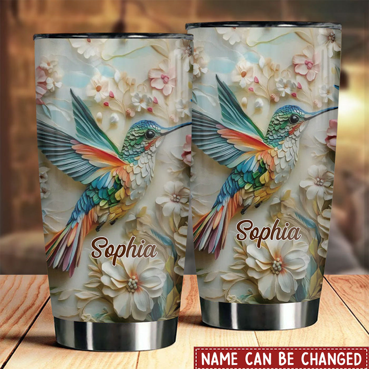 Wings Of Bloom Personalized Name Hummingbird 20oz Tumbler