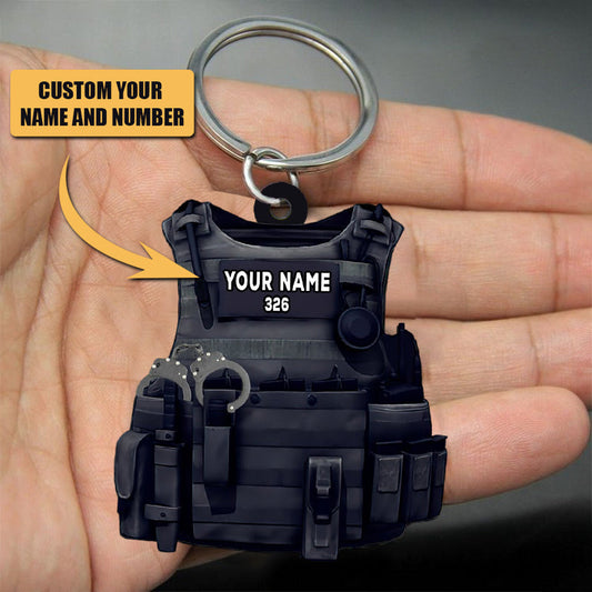 Police Bulletproof Vest Personalized Flat Keychain