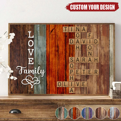 Family Crossword Art - Treasured Forever Personalized Poster