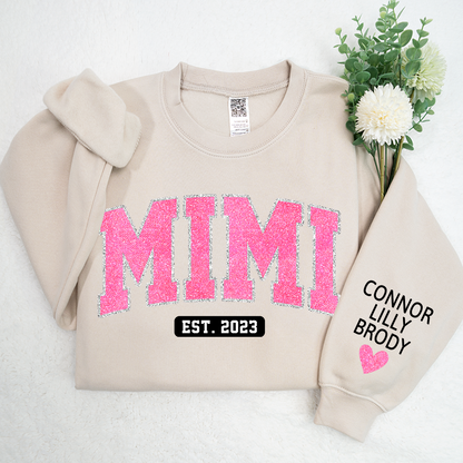 Mimi Pink Glitter Sweatshirt, Custom Mimi And Kids, Grandma Gift TH Sweatshirt