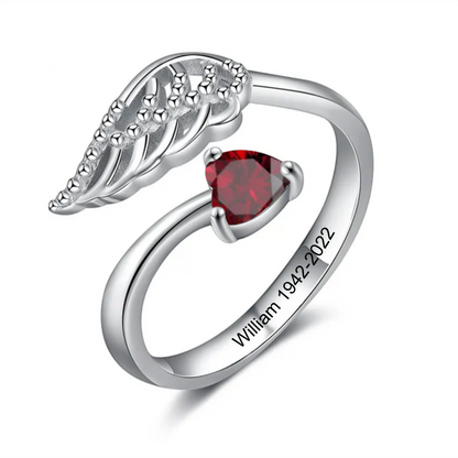 Personalized Hug from Heaven Wing Birthstone Ring