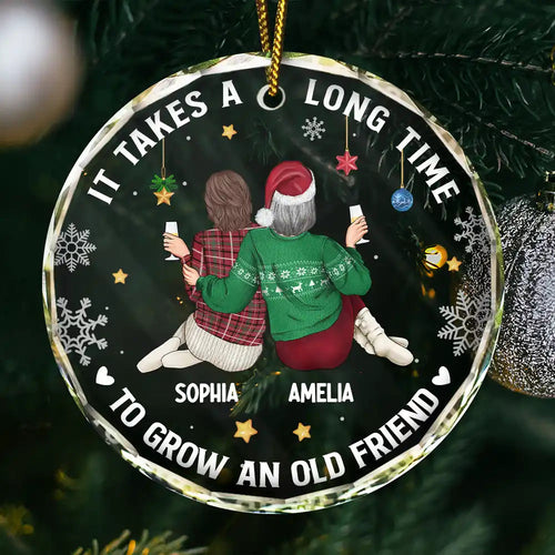 It Takes A Long Time To Grow An Old Friend Christmas Backside - Personalized Circle Acrylic Ornament