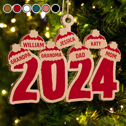 Christmas Santa Hats - Personalized Wooden Cutout Ornament