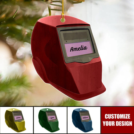 Fire Welding Helmet - Personalized Acrylic Christmas Ornament