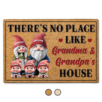 Gnome There's No Place Like Grandma & Grandpa's House 3D Effect Printed - Personalized Doormat