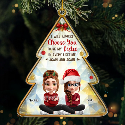 Custom Acrylic Ornament - Personalized Best Friend Christmas Birthday Gifts For Women, Besties, Sisters, BFF - Sharing Laughs Under Christmas Lights