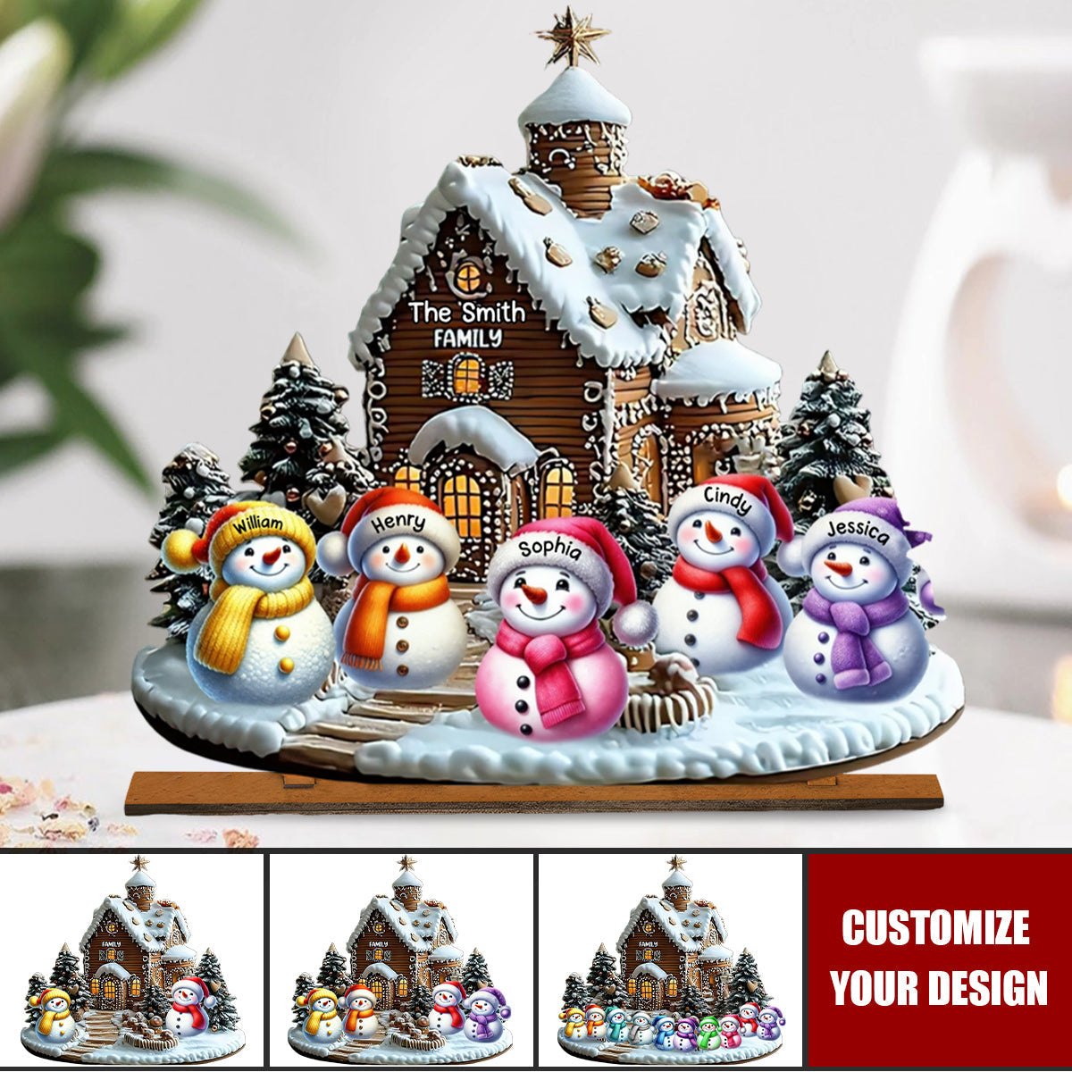 Merry Christmas Snowman - Personalized Family 1 Layered Big Freestanding