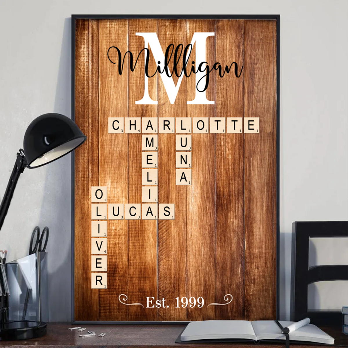 Personalized Family Name Crossword Puzzle Art Personalized Poster, Christmas Gift For Family, For Husband, Wife, Dad, Mom