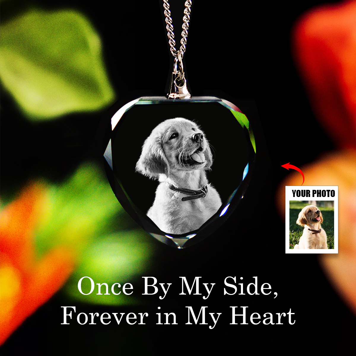 Custom Photo Crystal Necklace - Valentines Gift For Her, Anniversary Gift, Memorial Gift