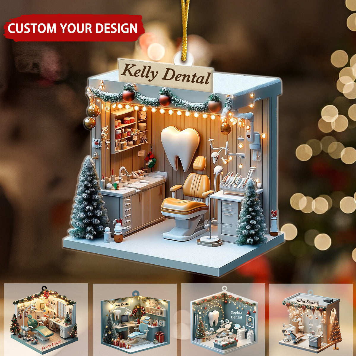 Dental Hygiene Room Personalized Christmas Ornament, Gift For Dentist