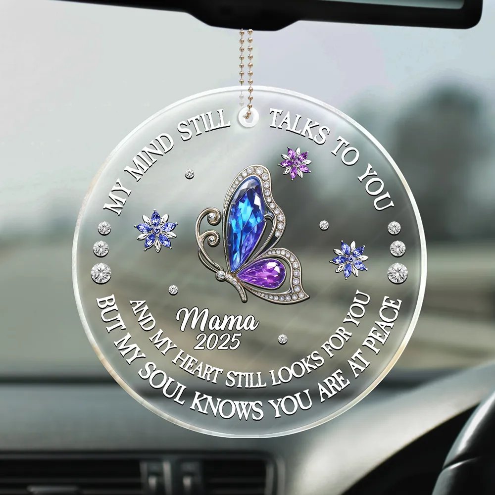 Memorial My Soul Knows You Are At Peace Printed Gemstone Art - Personalized Acrylic Car Hanger