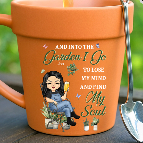 Custom Plant Pot Ceramic Mug - Personalized Garden Gifts For Gardeners - Lose Your Mind, Find Your Soul - Flower Pot Mug