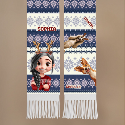 Custom Wool Scarf With Tassel - Personalized Christmas Birthday Gifts For Dog Lovers, Dog Dad And Mom - Fur Mama