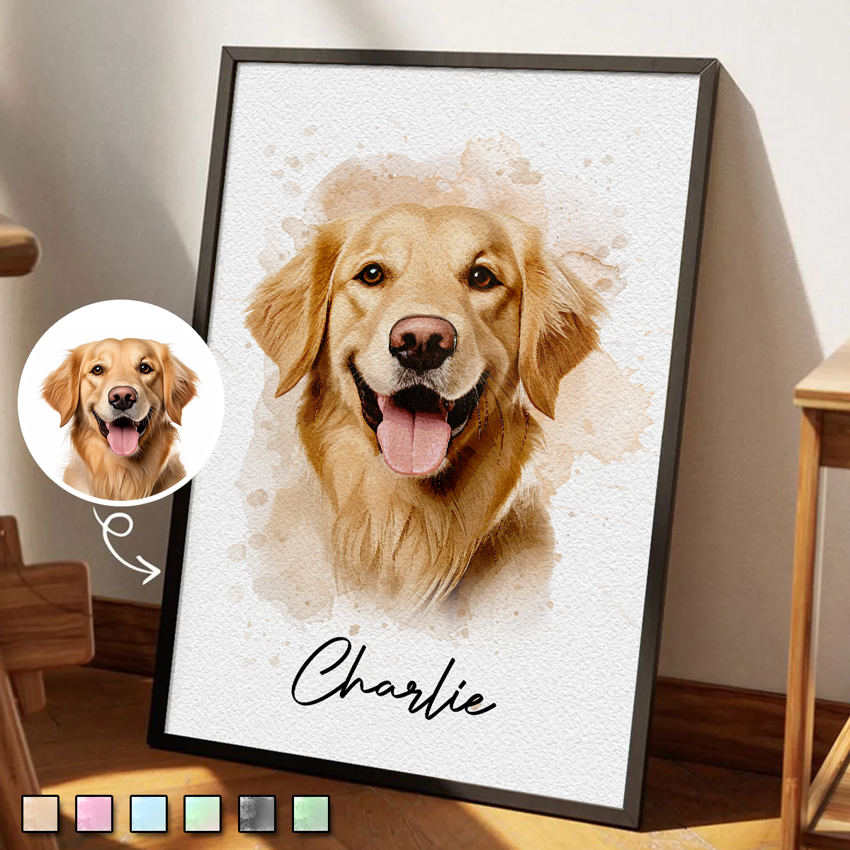 Personalized Watercolor Pet From Photo - Personalized Customized Canvas - New Pet Gift, Pet Memorial Gift