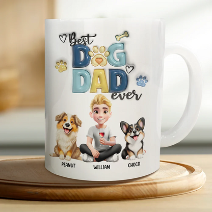 Best Dog Dad Ever - Personalized White Edge-to-Edge Mug