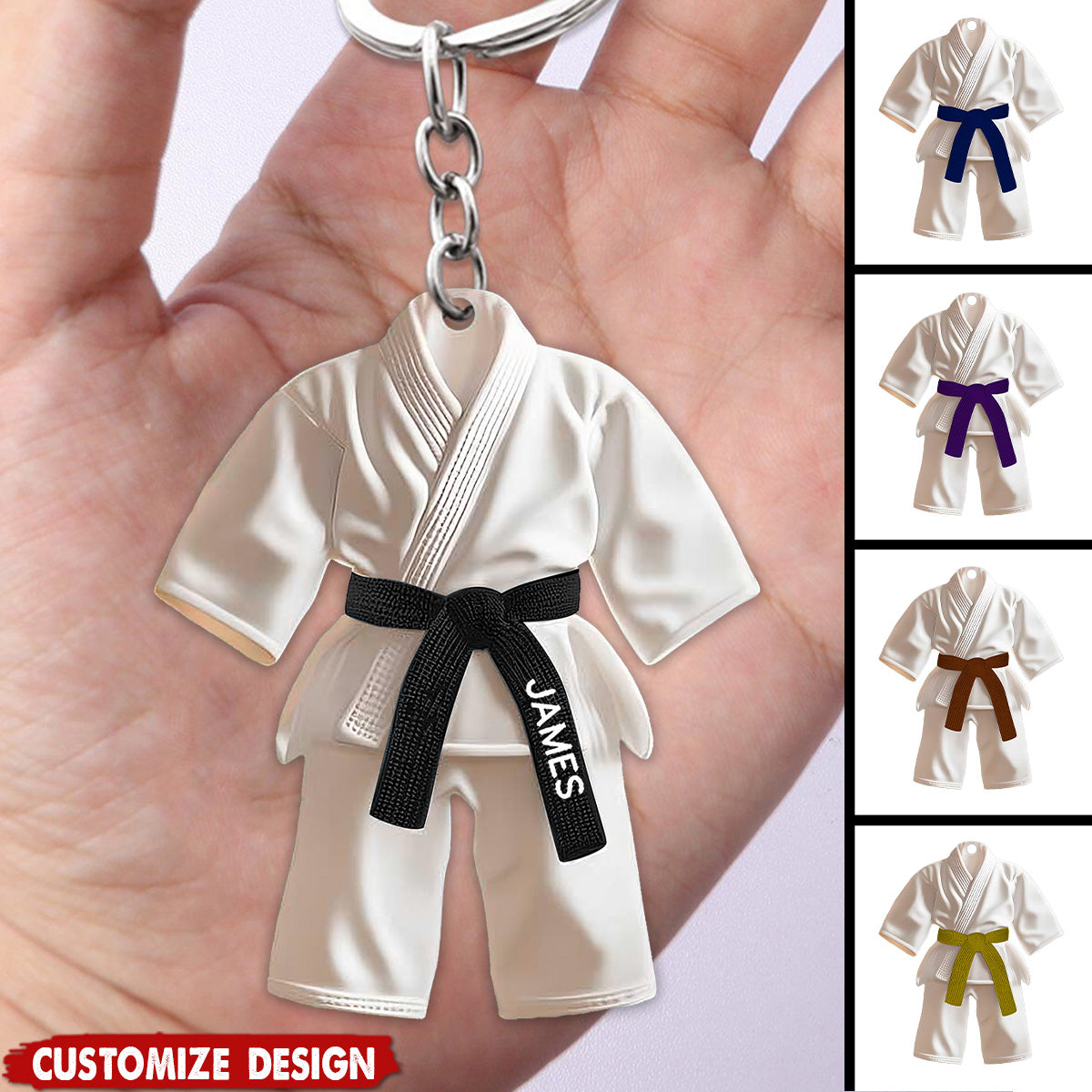 Personalized Black Belt Keychain - Taekwondo,Karate,Jiu-Jitsu Gift