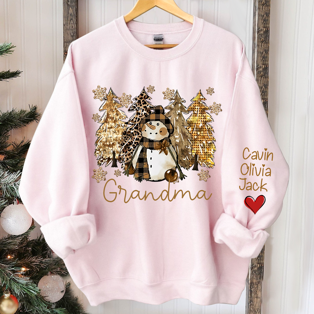 Custom Grandma Christmas Tree With Grandkids Sweatshirt