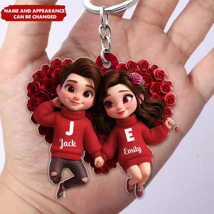 Personalized Gift For Couple Together Since Cartoon Style Acrylic Keychain