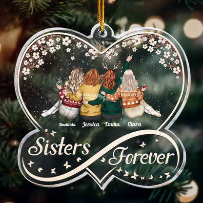 Sisters Forever Infinity Love - Personalized Acrylic Ornament