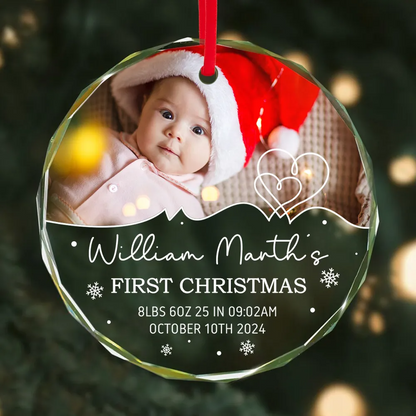 Baby's Frist Christmas Photo Upload Personalized Acrylic Ornament, Christmas Gift For New Mom New Dad