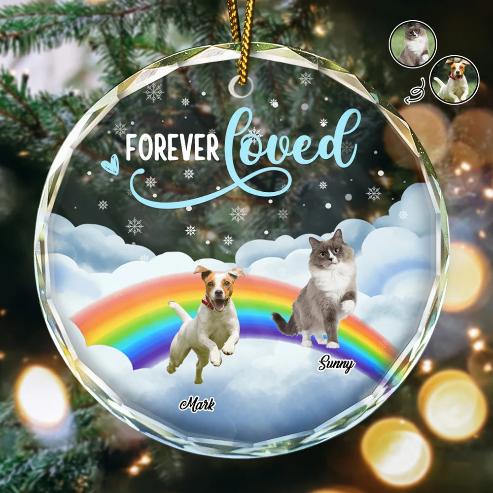 Custom Photo Forever Loved Ver 2 Pet Memorial - Personalized Circle Acrylic Ornament