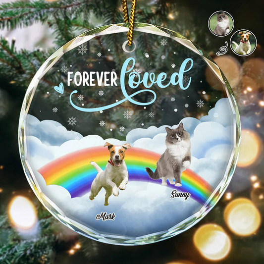 Custom Photo Forever Loved Ver 2 Pet Memorial - Personalized Circle Acrylic Ornament