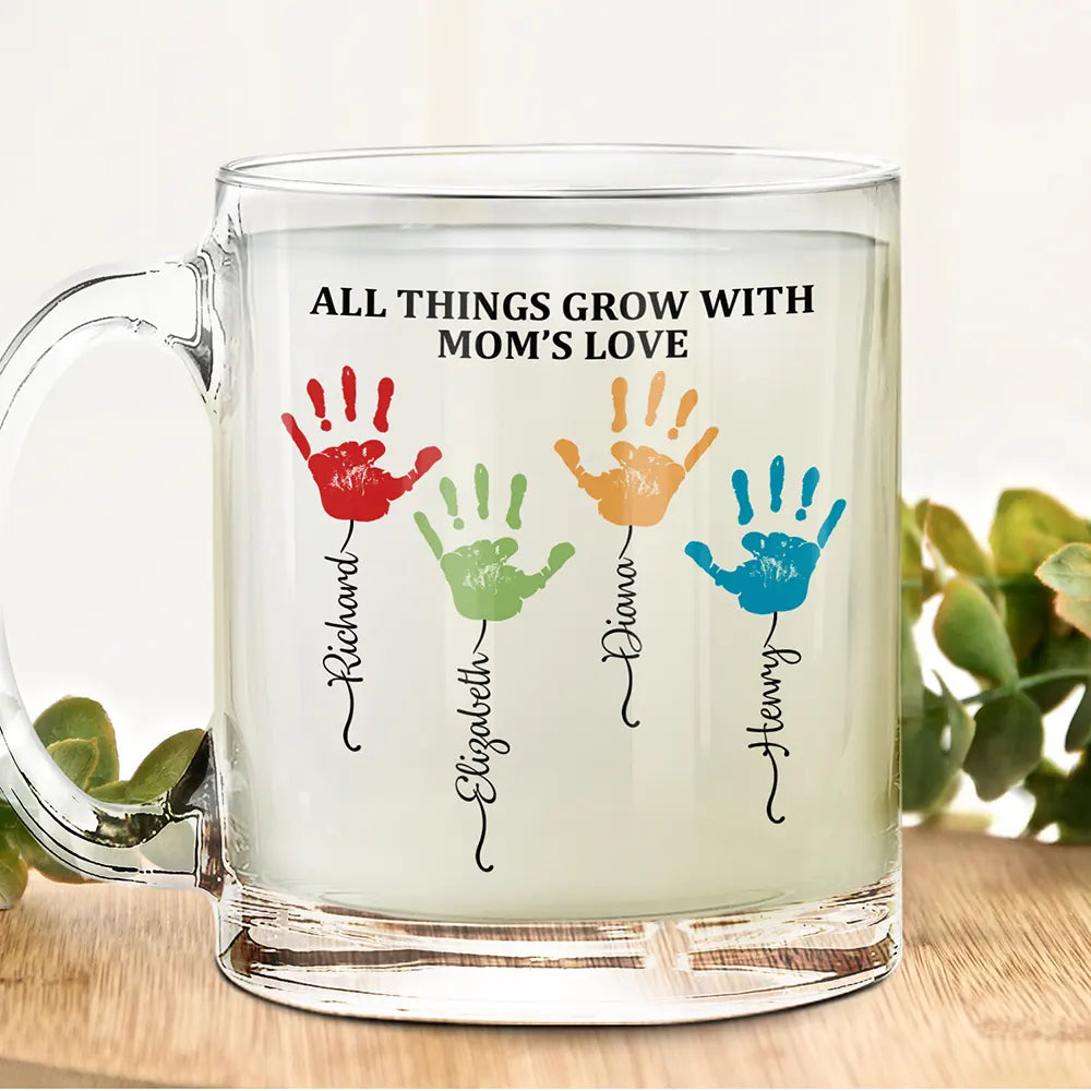 All Things Grow With Mom's Grandma's Love - Personalized Glass Mug