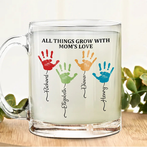 All Things Grow With Mom's Grandma's Love - Personalized Glass Mug