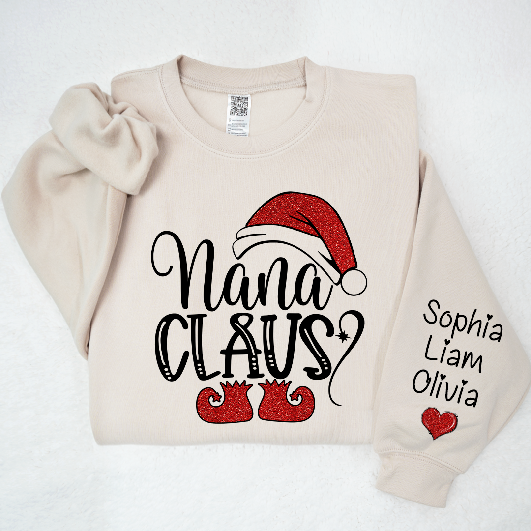 Sparkly Glitter Nana Claus And Kids Personalized CTH01