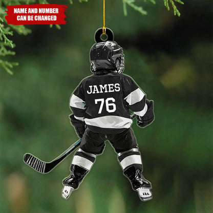 Personalized Kid Hockey Player Christmas Ornament, Gift For Hockey Lover