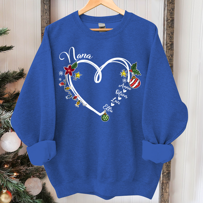 Nana Heart Christmas And Grandkids Sweatshirt