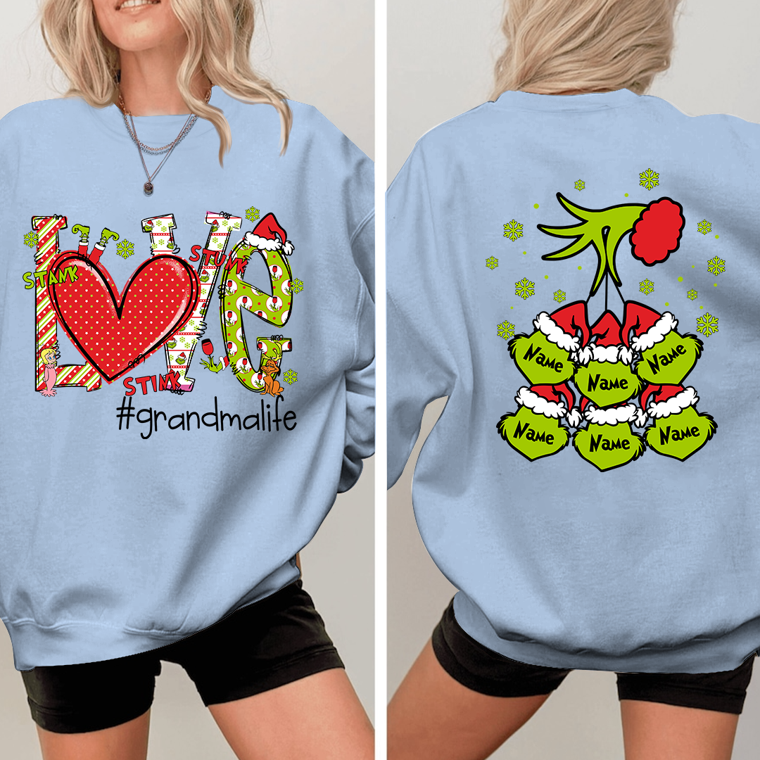 Custom Nickname Grandma, Love For Gigi And Kids Names Christmas 2024 Sweatshirt