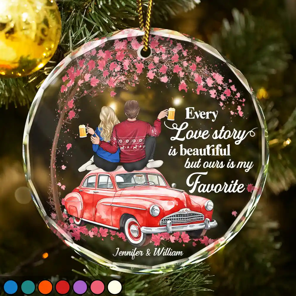 Christmas Every Love Story Is Beautiful - Personalized Circle Acrylic Ornament