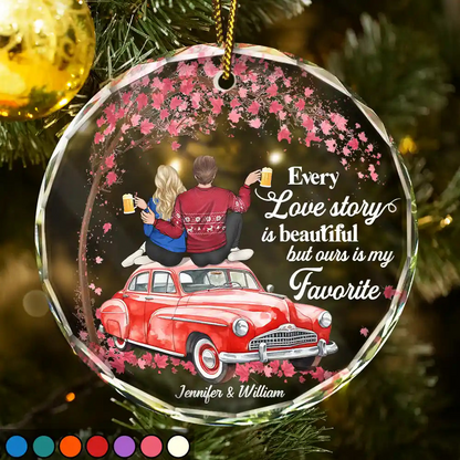 Christmas Every Love Story Is Beautiful - Personalized Circle Acrylic Ornament