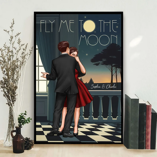 Couple Dancing In Moonlight Couple Anniversary Gift Valentine's Day Gift Personalized Poster