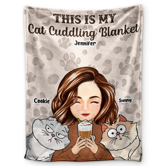 My Cat Dog Cuddling Blanket Peeking - Personalized Fleece Blanket