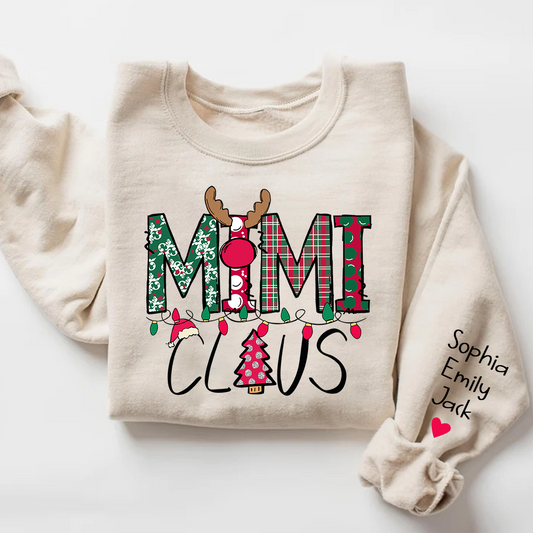 Personalized Mimi Claus Christmas With Grandkids Sweatshirt