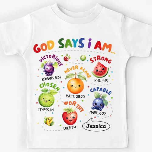 Personalized Gift For Grandkids God Says I Am Cute Baby Fruits Kid T Shirt - Kid Hoodie - Kid Sweatshirt
