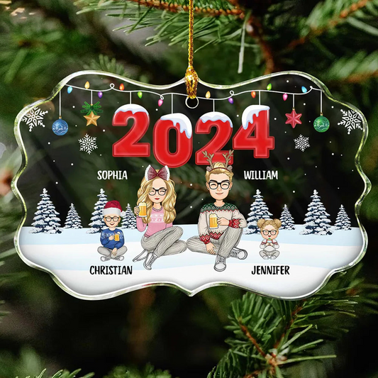 2024 Christmas Cartoon Family Dog Cat - Personalized Acrylic Ornament