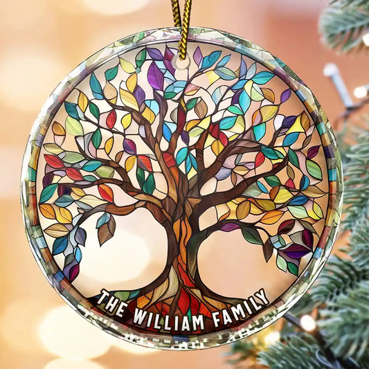 Family Tree Of Life - Personalized Circle Acrylic Ornament