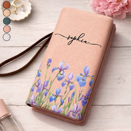 Blooming In Love - Personalized Tri-Fold PU Leather Wristlet Wallet