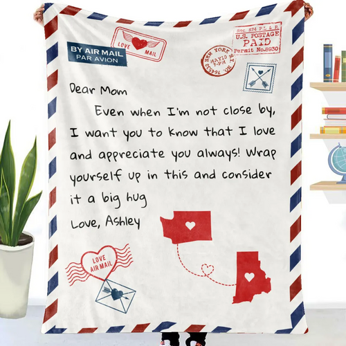 Letter To My Mom Long Distance Personalized Fleece Blanket, Heartfelt Mother's Day Gift, Birthday Gift For Mom