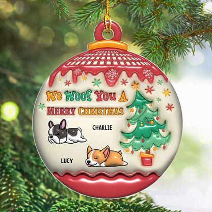 We Woof You Merry Christmas - Personalized Custom 3D Inflated Effect Acrylic Ornament