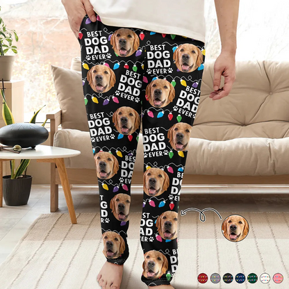 Custom Photo Best Dog Dad Ever Cat Pet Christmas Light - Personalized Pajama Pants