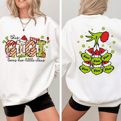 Personalized Nickname Grandma, This Loves Her Little Claus Gigi And Kids Names Christmas 2024 Sweatshirt