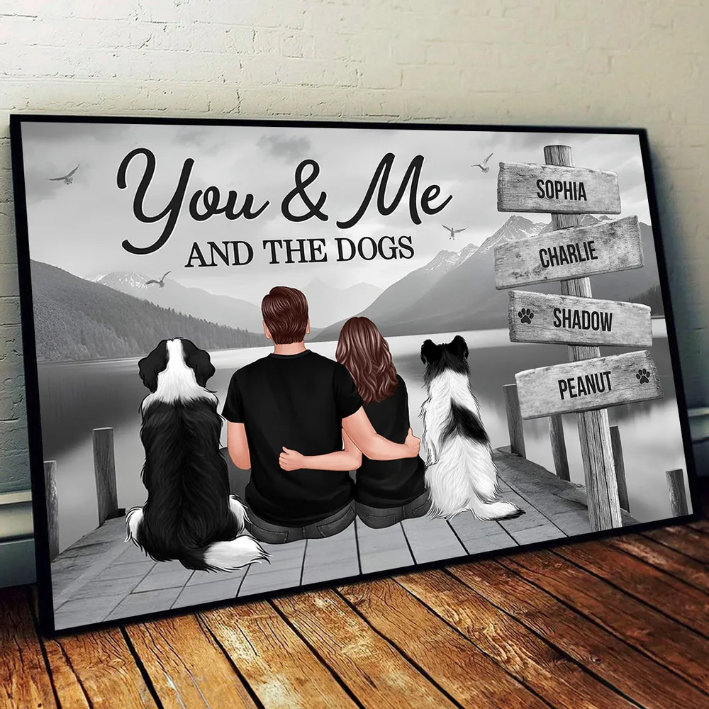 Couple You Me And The Dogs Cats Sign Posts Personalized Poster, Home Decoration, Gift For Couple, Dog Lovers, Cat Lovers, Pet Lovers