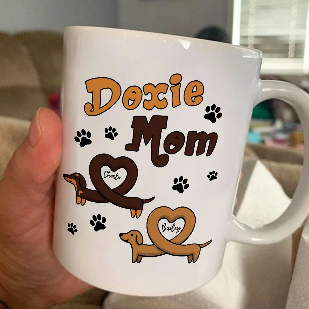 Doxie Mom Cute Heart Dachshunds Personalized Mug