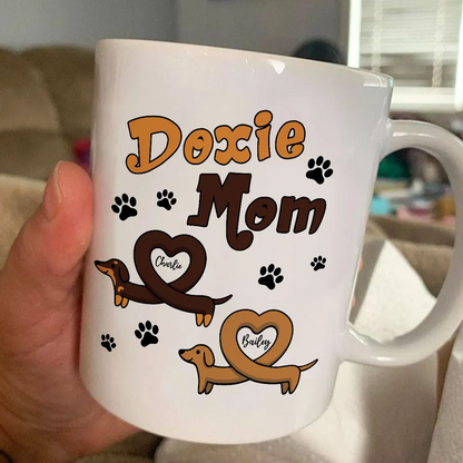 Doxie Mom Cute Heart Dachshunds Personalized Mug
