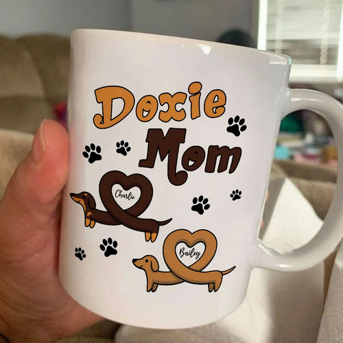 Doxie Mom Cute Heart Dachshunds Personalized Mug